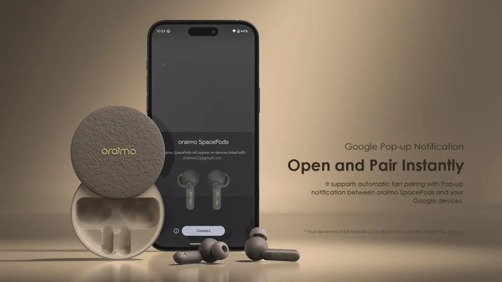      Oraimo Sound app showing equalizer and ANC settings for SpacePods