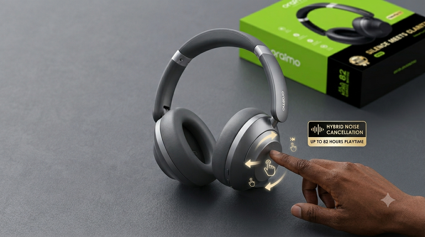 Oraimo BoomPop Pro OHP-917 — Graphite Grey over-ear headphones, Nairobi editorial